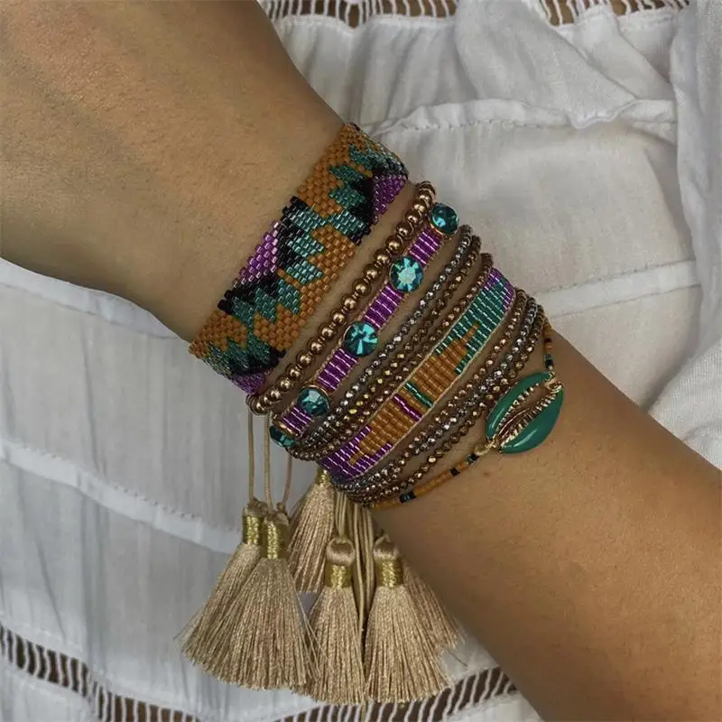 

ZHONGVI Fashion Mexican Bracelet Jewelry Bohemia Summer Beach Seashell Bracelets For Women Handmade Woven Pulseras Gift