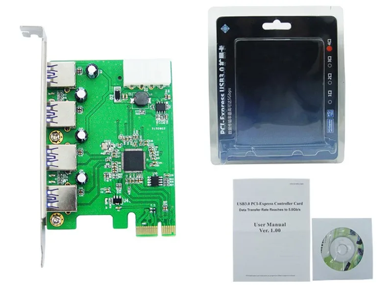 PCI Express 4-портовый USB3.0 конвертировать адаптер карты для настольных компьютеров Поддержка Win Mac OS