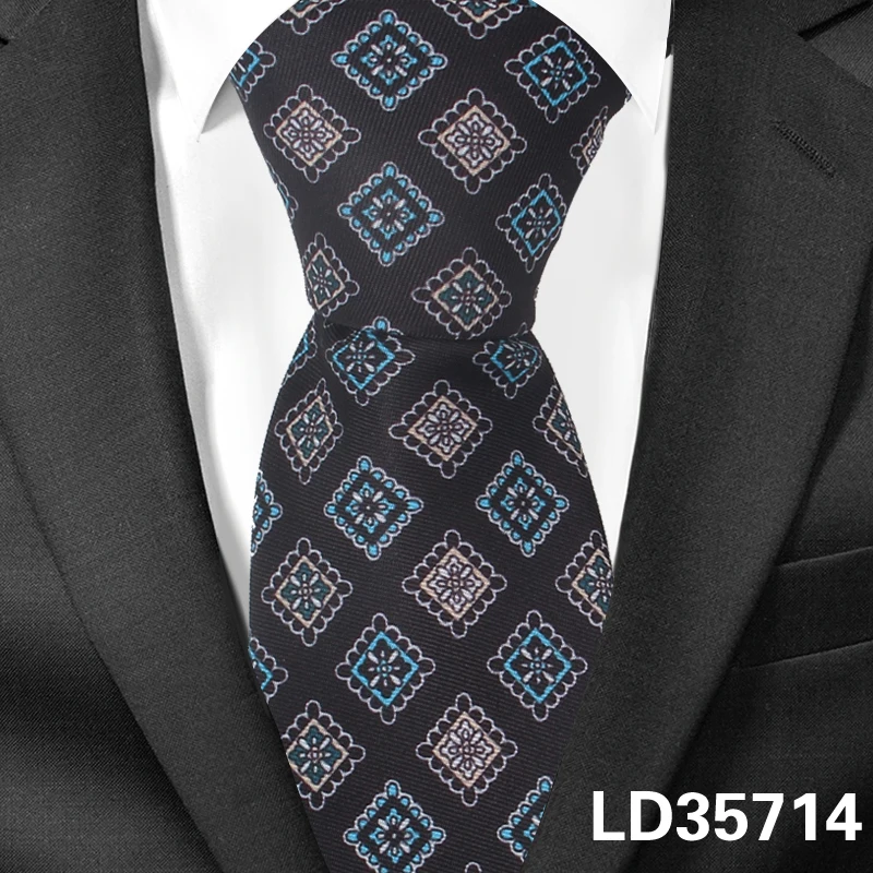 Галстук с цветочным принтом для мужчин и женщин, классический модный галстук на шею для свадьбы, повседневные мужские галстуки, костюмы, 7 см Ширина галстука - Цвет: LD35714