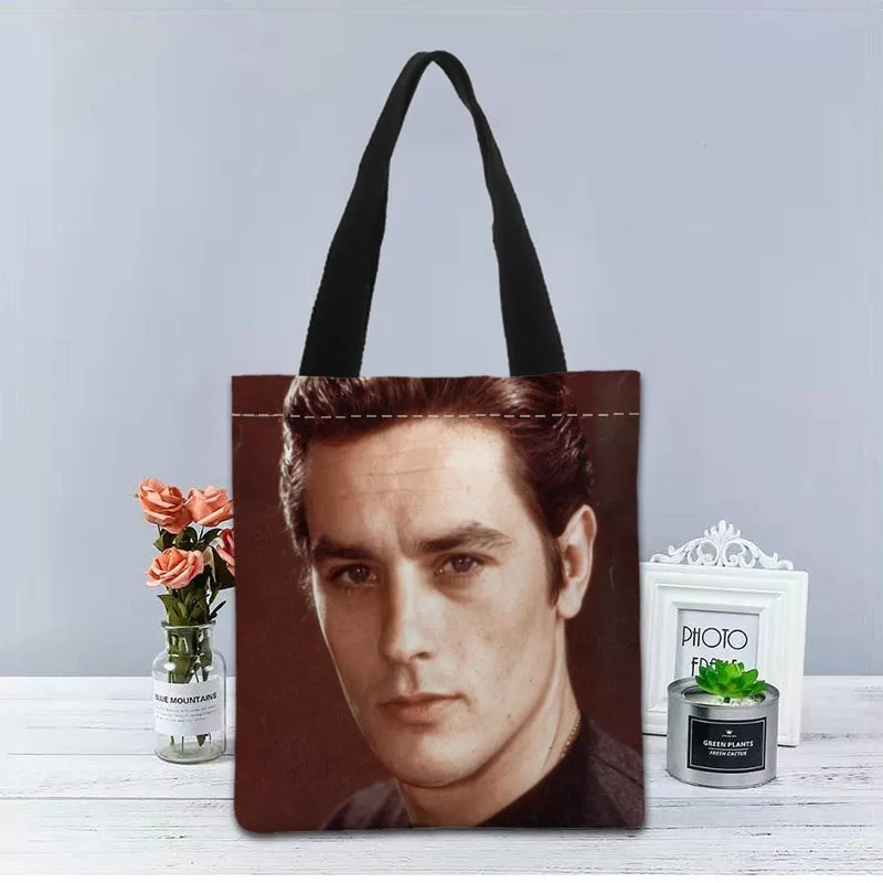 Custom Alain Delon Tote Bag Canvas Fabric Handbag Two Sides
