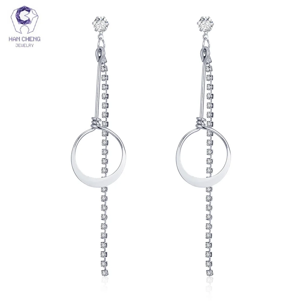 Модные висячие серьги HanCheng на цепочке кольца круглые ювелирные изделия для