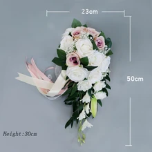 Водопад невесты капающий букет искусственных цветов Шелковый Европейский свежий белый букет розы DIY семейные вечерние украшения