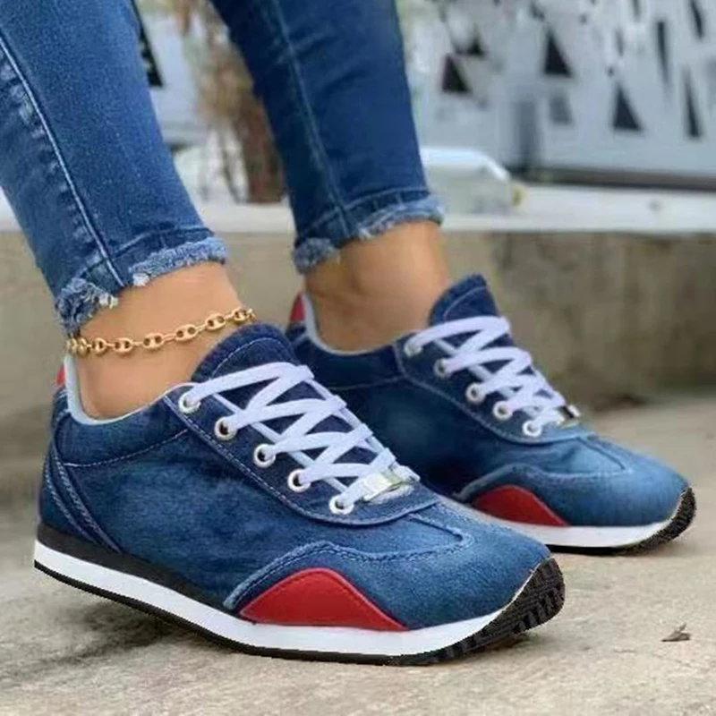 New Women Sneakers Platform Denim Shoes Womens Shoes Casual Woman Sport  Shoes Tennis Female Thick Ladies Casual Trainers Mujer