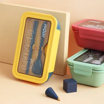 

Japanese-style Bento Box Plastic Lunch Box Portable Sealed Leak-proof Adult Student Compartment Lunch Box Wholesale