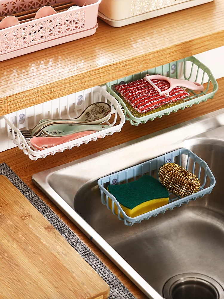 

Suction cup kitchen drain basket sponge rack sink multi-function dishwashing sponge storage rack sponge tableware storage