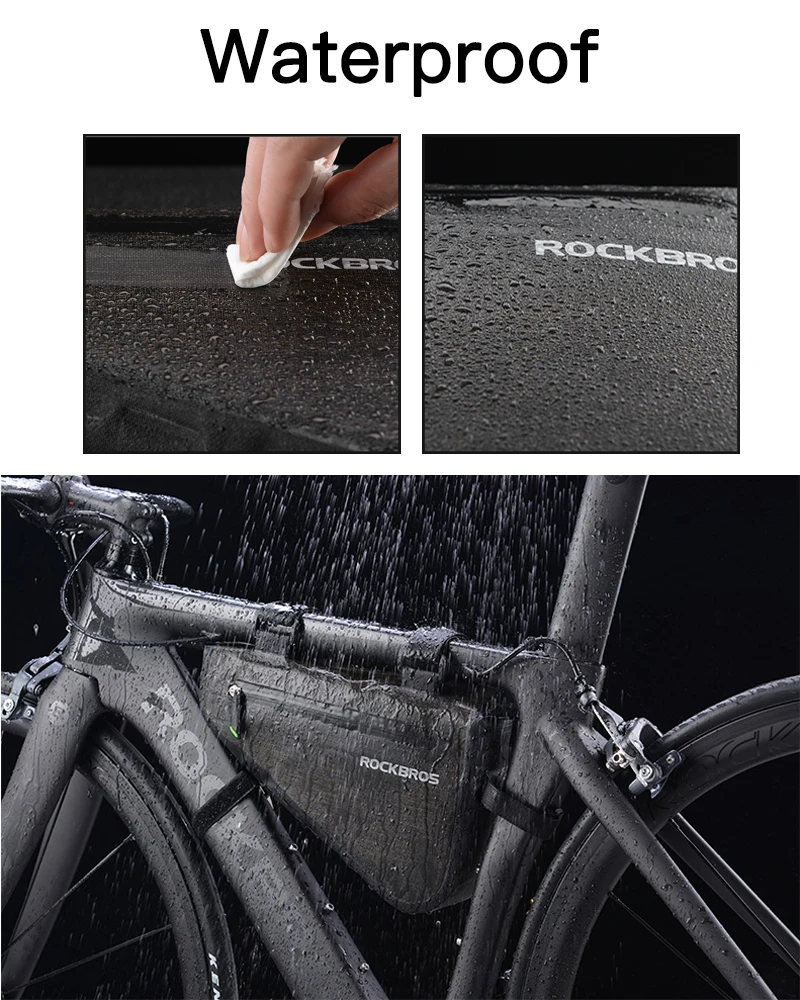 Top ROCKBROS Rainproof Bike Bag 5L 8L Big Capacity Frame Pannier Bag Triangle Pouch Waterproof Caulking Bicycle Bag Bike Accessories 4