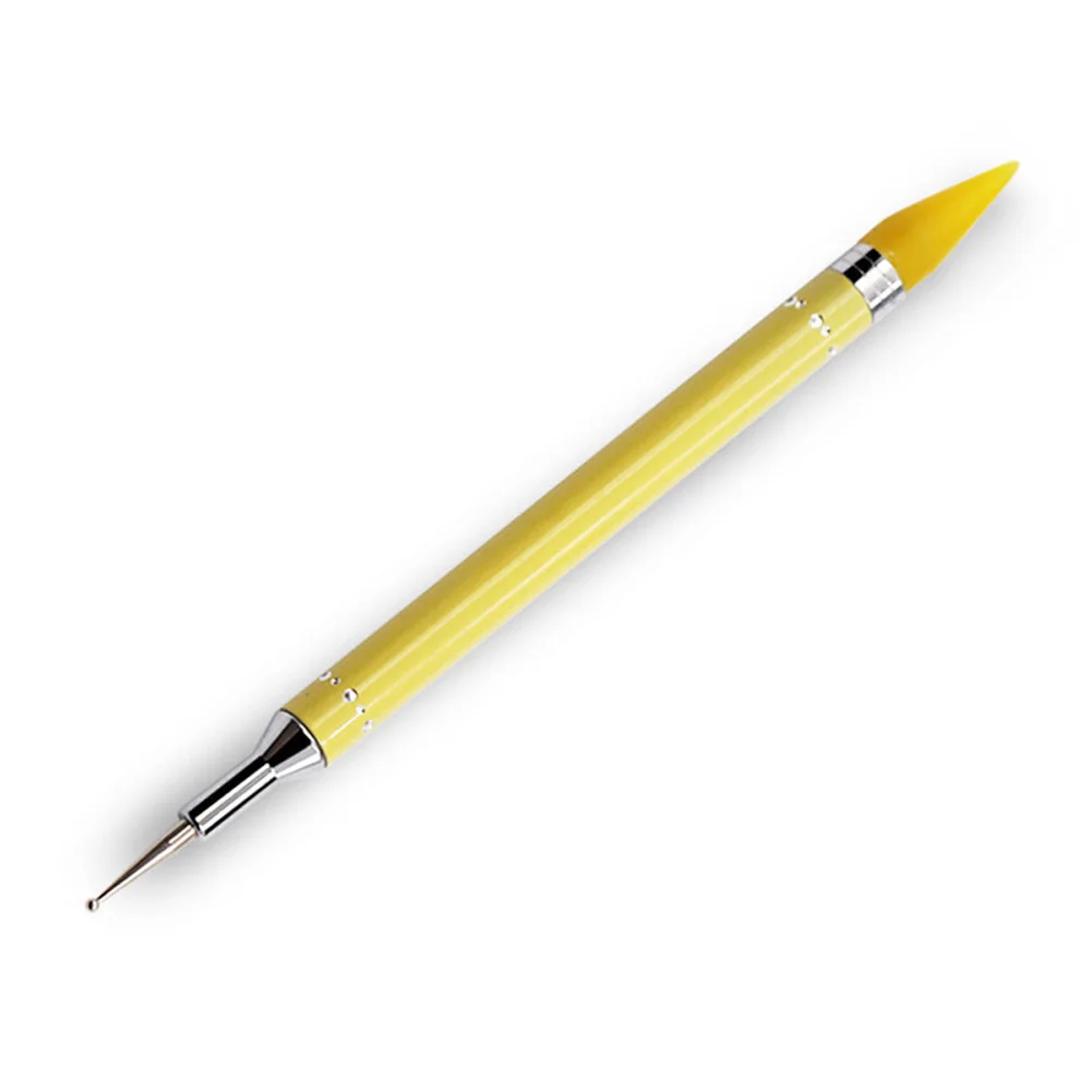Dual-Ended Nail Art Dotting Pen Metal Handle Crystal Beads Picker Remover Manicure Tool LDO99 - Цвет: Цвет: желтый