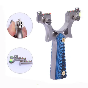 

Powerful Hunting Slingshot Stainless Steel Catapult + G10 Patch Handle with Sight Level Rubber Band Slingshots Outdoor Shooting