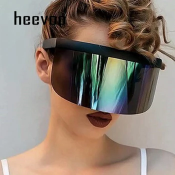 

Anti-peeping Oversized Sunglasses 2020 Mirrored Mask Shape Shield Style Men Women Windproof One Large Lens Sun Glasses