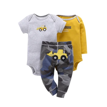 

Autumn 2020 Cotton Fashion Full Cartoon O-Neck Little Newborn Baby Boy Clothes Set