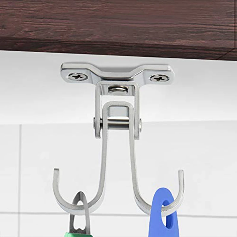 

Ceiling Hook Stainless Steel Double Towel/Robe Clothes Hook Closet Top Bathroom Kitchen Cabinet Garage Utility Hook