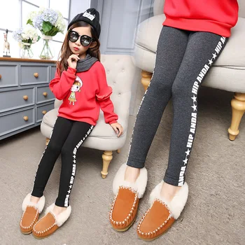 

New Fashion Girls Warm Velvet Winter Leggins Children Thick Warm Long Pants Sweet Casual Little Leggins For Baby Girls 5-14Years