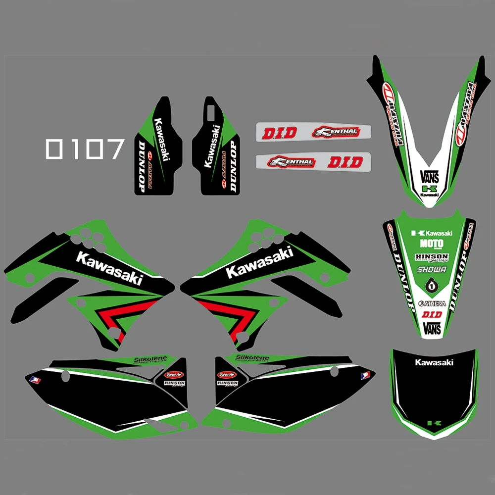 

For KAWASAKI KXF450 2009 2010 2011 Graphics Decals Stickers Custom Number Name 3M Full Motorcycle Backgrounds Accessories