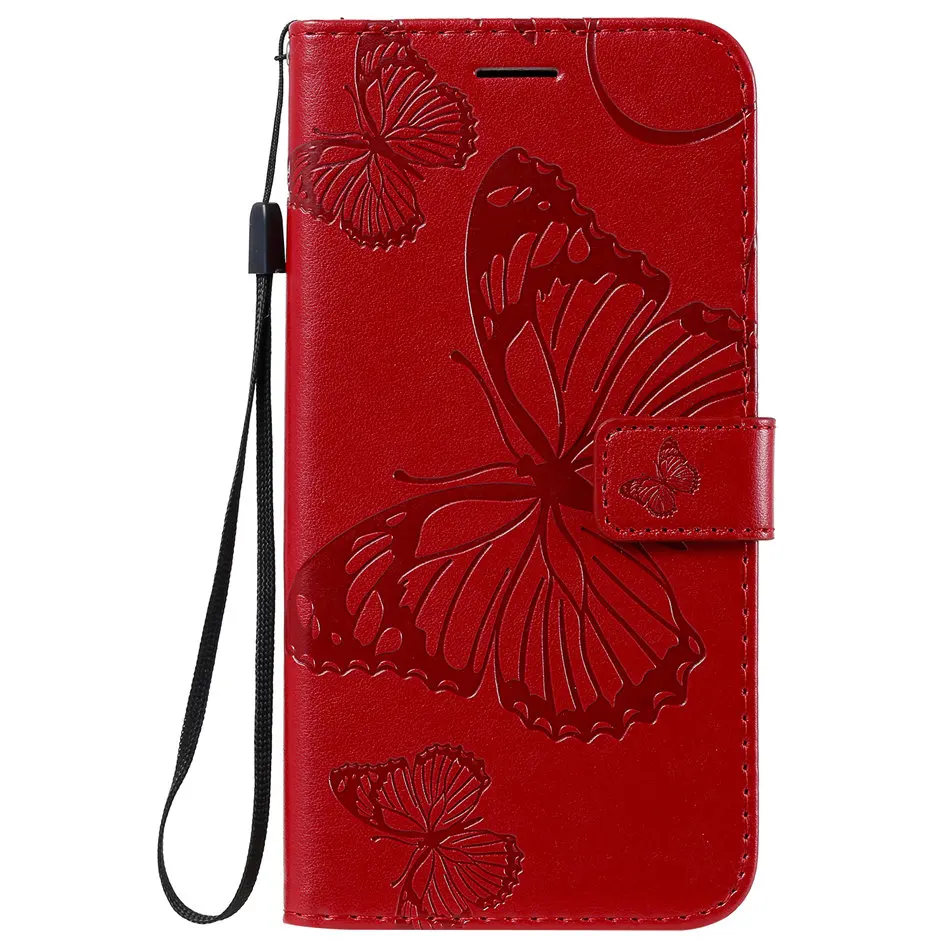 Red 3D бабочка чехол для телефона для samsung Galaxy A6 A8 плюс A7 A9 M10 M40 A10 A20 E A40 A50 A60 A70 A80 бумажник Особенности Coque P06F - Цвет: Red