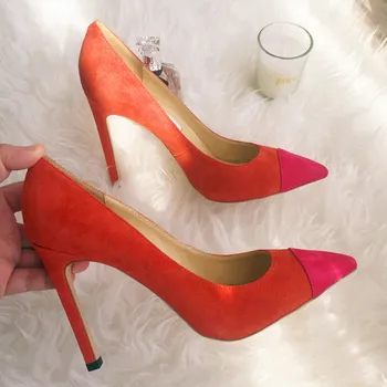 

High heels sexy women elegant heel suede shoes quality thin heel point toe 12cm patent leather pumps meeting party shoes 2020