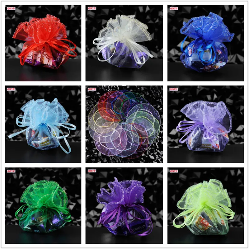 50Pcs Round Organza Gift Bag Wedding Favors Packaging Bags Jewelry Pouches Gauze Element Diameter 26cm/35cm 5z | Дом и сад