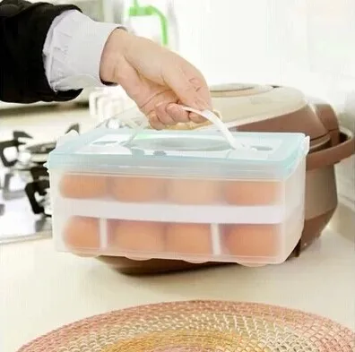 Double Layer Egg Freshness Box Household Portable Storage Box Refrigerator Multi-Purpose Creative Storage Box Kitchen Tools 370G
