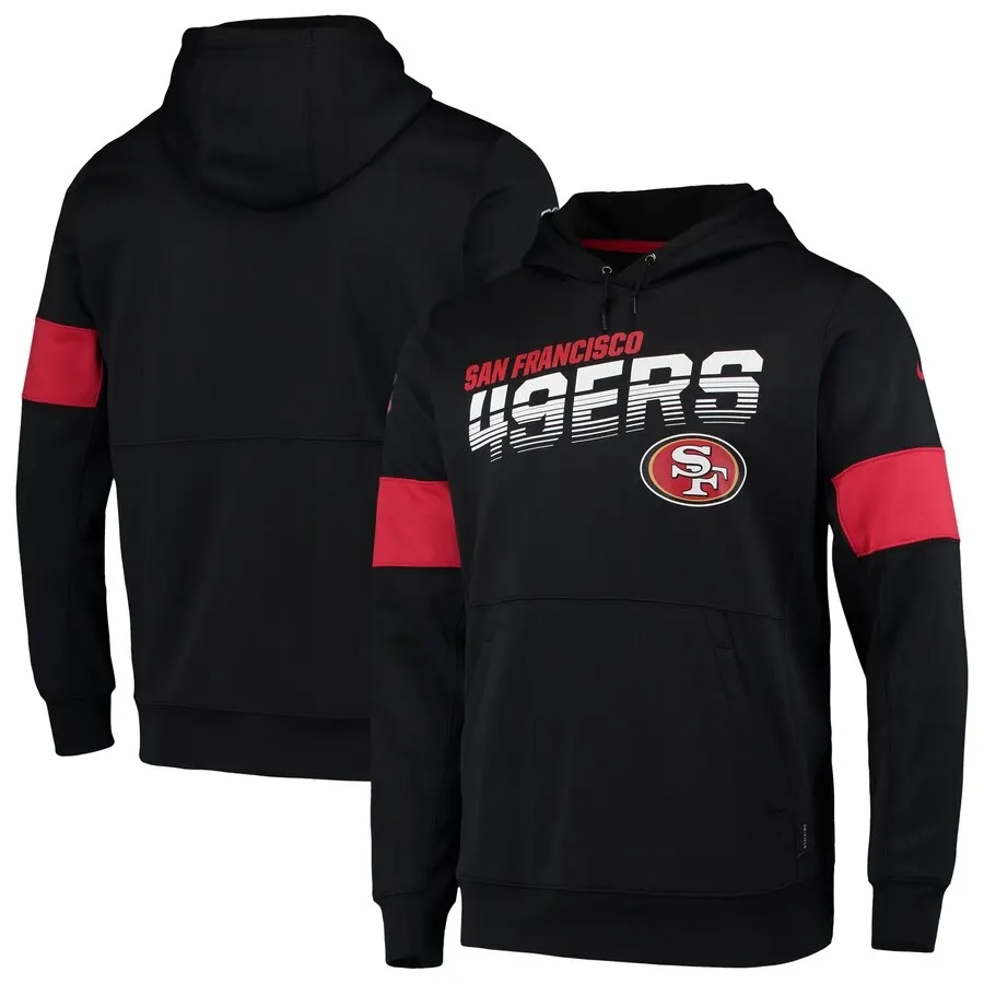 

San Francisco MEN football Sweatshirt 49ers 100th Sideline Team Logo Performance Pullover Hoodie Black