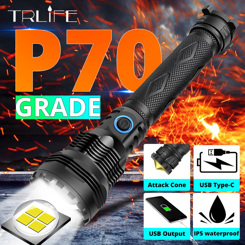  2020 EST XHP70 LED Flashlight 50W Powerful Camping Bright USB Charging 26650 Multifunctional Zoom L - 4000464994927
