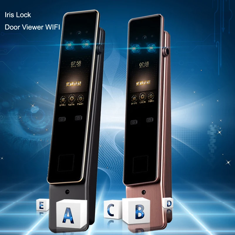 ROLLUP Iris Recognition Smart Lock Password Key Unlock Iris Accuracy Unlocking Door Bell Door Camera Remotely WIFI PIR Induction