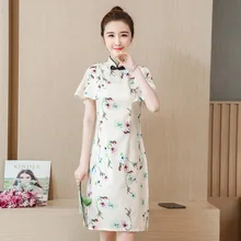 Весна-лето, стиль, для девочек, современный, Молодежный, свежий, художественный, короткий, стоячий воротник, короткий рукав, улучшенный чонсам