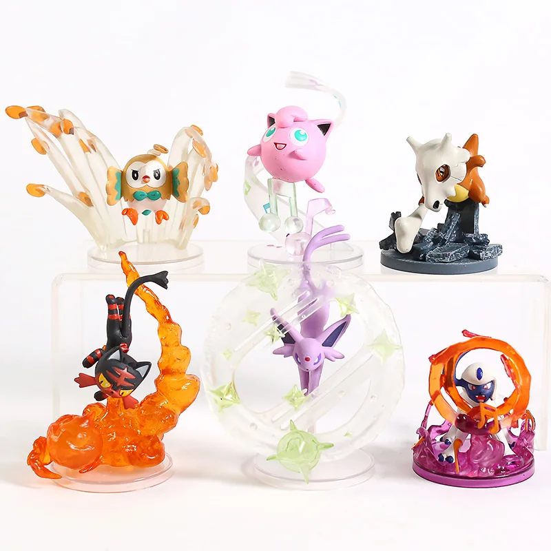 Monster Vulpix Иви-флареон Jolteon Umbreon Espeon Rowlet Jigglypuff Cubone Litten Absol мини-фигурки из ПВХ игрушки 6 шт./компл