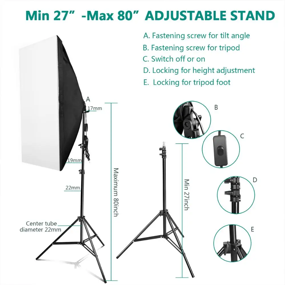  ZUOCHEN 4x 25W LED Photography Studio Softbox Lighting Stand Kit Photo Video Light Set For Indoor P - 4000326501701