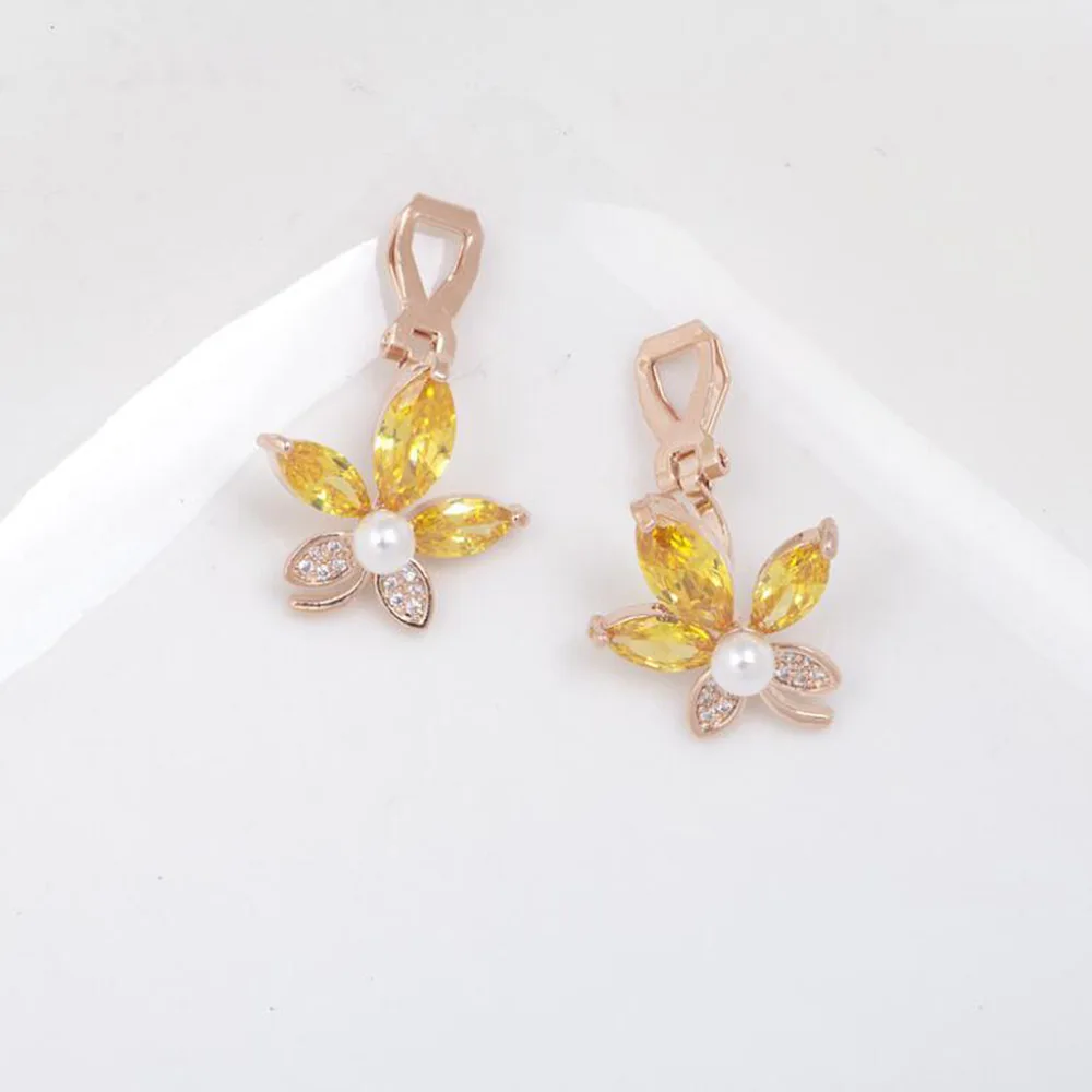 Clip-on Earrings Бренд Grace Jun золотого цвета AAA кубический циркон кленовый лист клип серьги и пирсинг серьги для женщин элегантные легкие серьги Новинка - Окраска металла: Clip-on Earrings