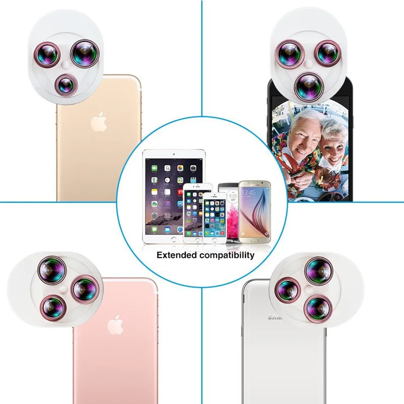 Для iPhone 8X7 6 6S Plus универсальные зажимы 4в1 объектив рыбий глаз широкоугольный Макро CPL Lentes Xiaomi Мобильный комплект линз для камеры телефона