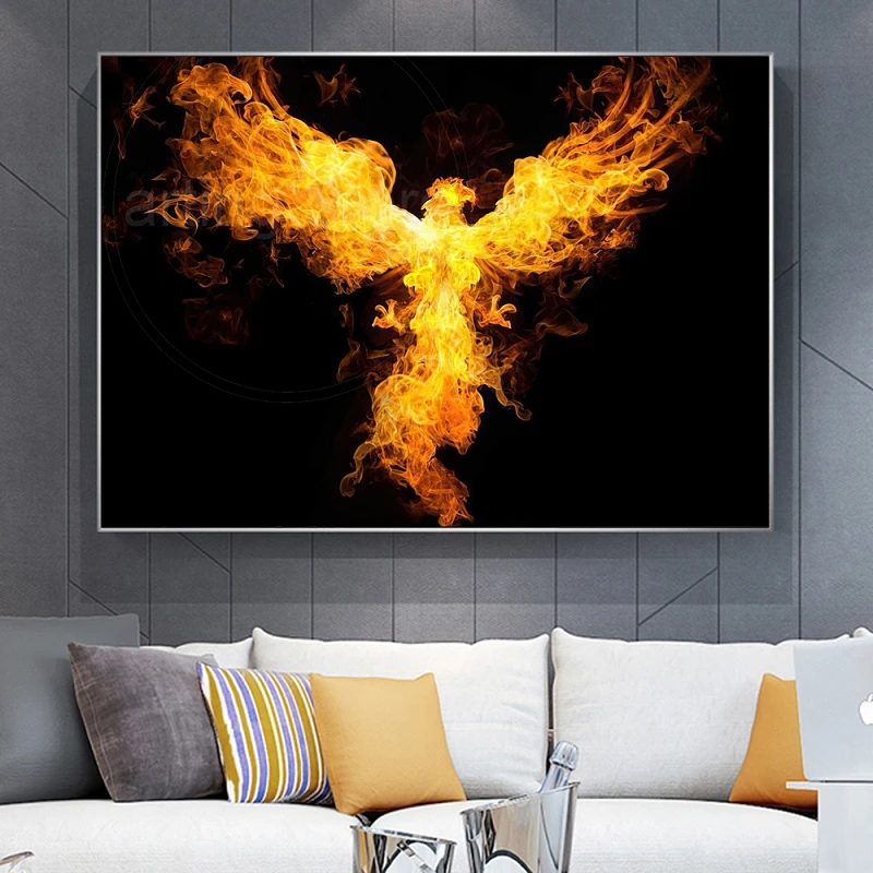 Пламя Феникс Бог животное скандинавский Декор настенное искусство Born Of Fire плакат