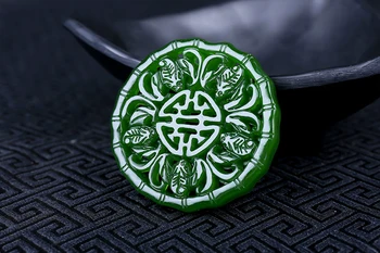 

Natural Xinjiang spinach green bat hollow pendant for men and women