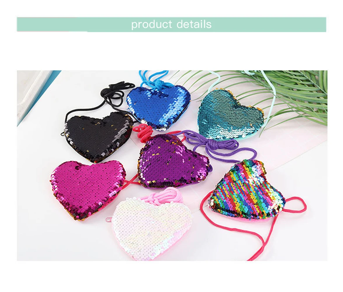 Женский кошелек с сердечками для девочек, Сумка с милыми блестками, маленькая сумка-тоут, модная сумочка, кошелек, 7 цветов