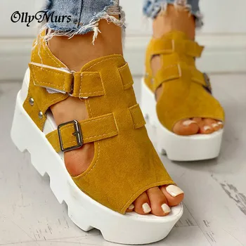 

OllyMurs 2020 Fashion Summer Platform Wedge High Heels Casual Comfortable Light Leisure Shoes Woman Sandals Women Shoes Female