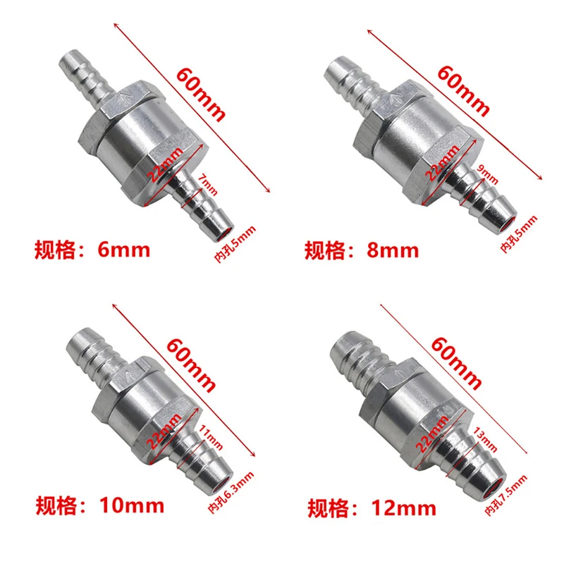 

6MM 8MM 10MM 12MM 14MM Aluminium One Way Non Return Check Valve for Fuel Petrol Diesel Oil Water