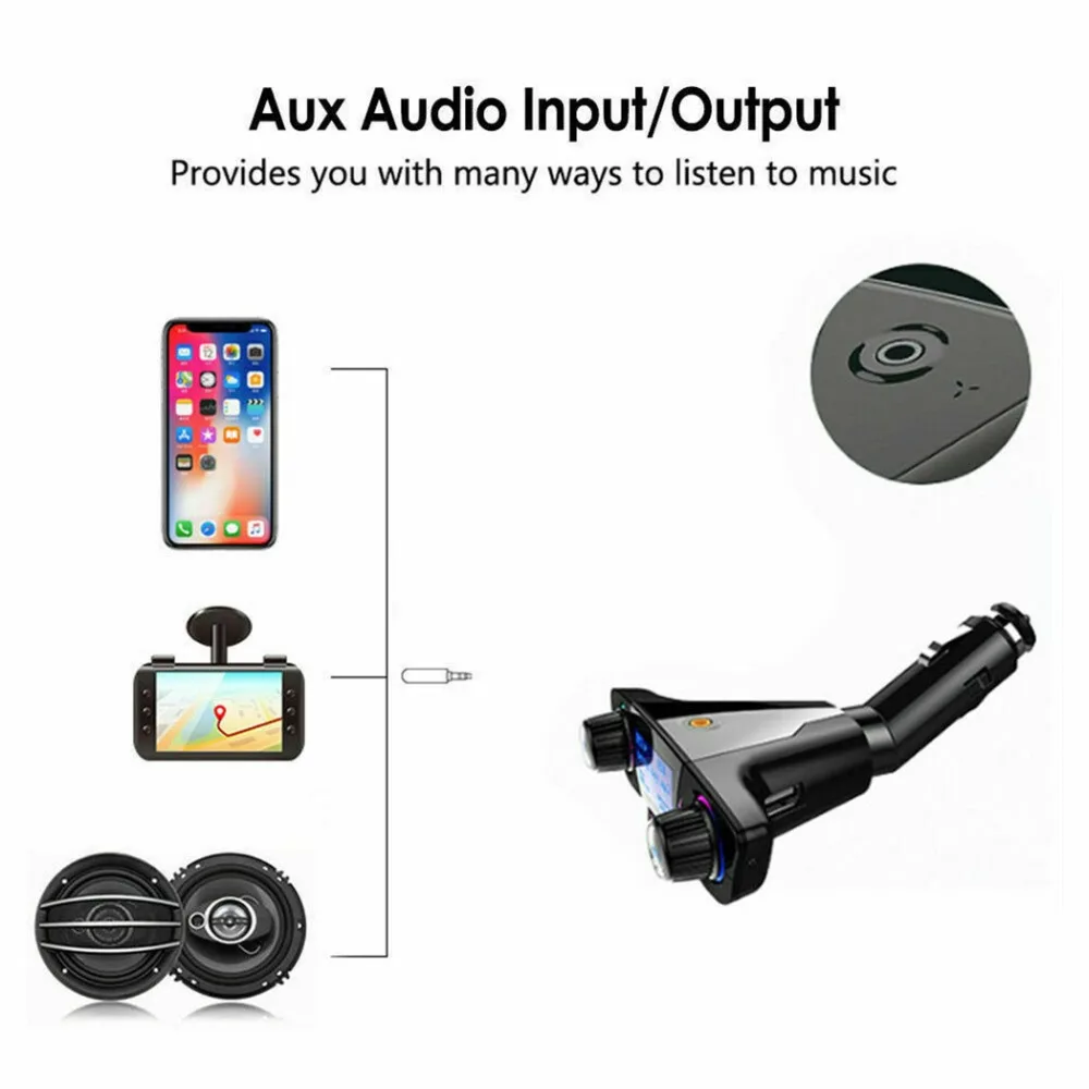 Car Aux bluetooth Handsfree Kit fm transmitter LCD MP3 Player Dual USB Charger 2.1A TF card U Disk Hands Free Car Kit