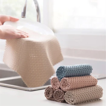 

Durable Kitchen Microfiber Wiping Rag Anti-grease Water Absorption Cleaning Cloth Thickened Dish Towel Rags