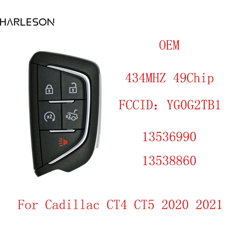 YG0G20TB1 434Mhz 49Chip Original 2020 For Cadillac CT5 CT4  Smart Keyless Entry Remote With Emergency Key