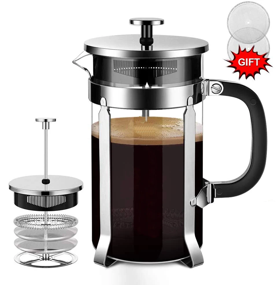 French Press Coffee Maker & Large Capacity Manual Heat Resistant Stainless Steel Glass Transparent Manual Coffee Tea Percolator coffee maker french press coffee press coffee press