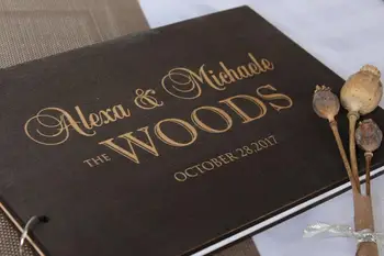

Wedding Guest Book Wooden Personalized Monogram Guest Book Letter Rustic Engraved Wood Gift