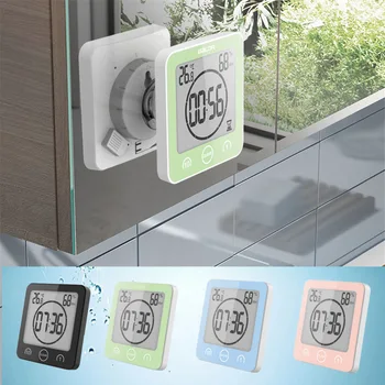 

LCD Screen Waterproof Digital Bathroom Wall Clock Temperature Humidity Countdown Time Function Wash Shower Hanging Clocks Timer