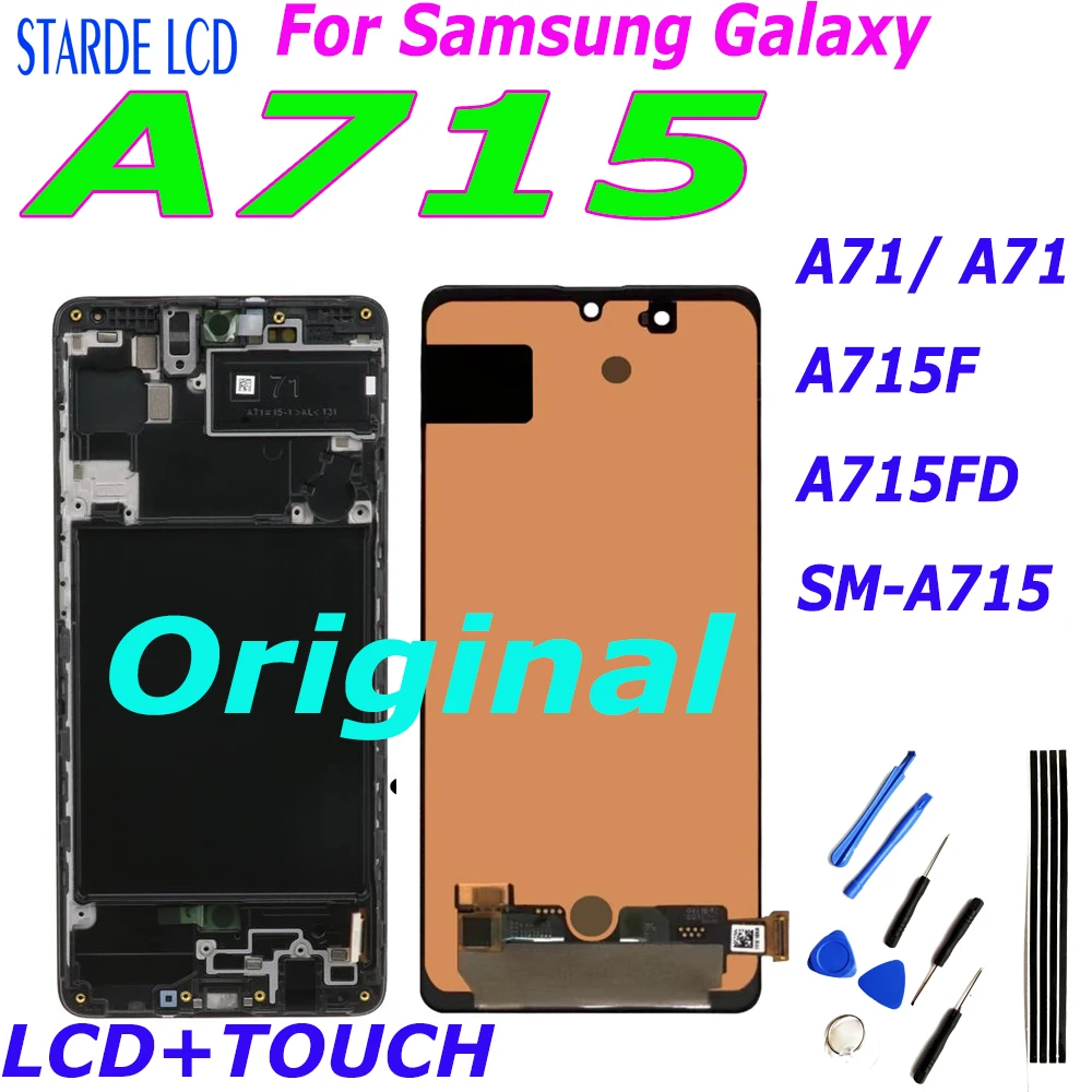 

Original AMOLED For Samsung Galaxy A71 LCD Display Touch Screen Digitizer Sensor Assembly For Samsung A71 A715 A715F A715FD LCD