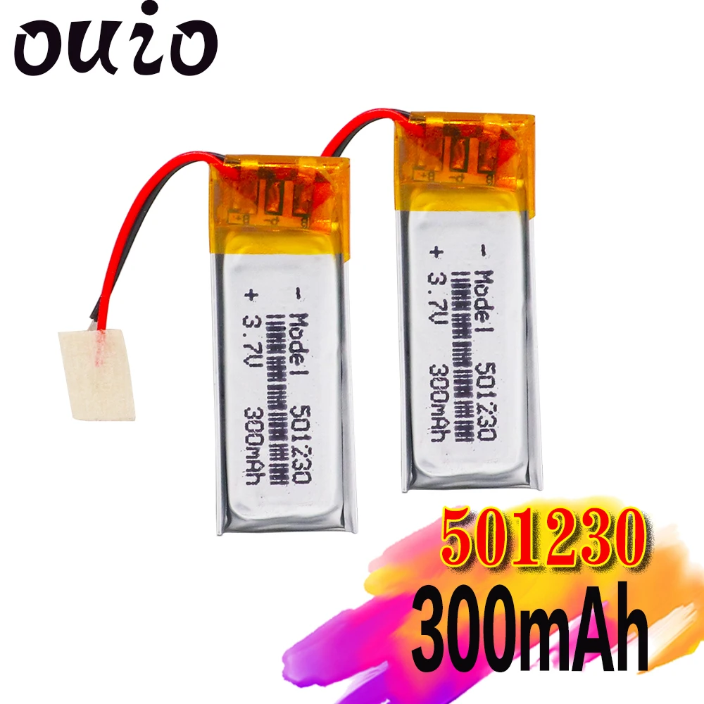 3.7V lithium polymer Rechargeable battery 501230 300mah camera MP3 MP4 voice recorder Bluetooth speakers headsets batteries | Электроника