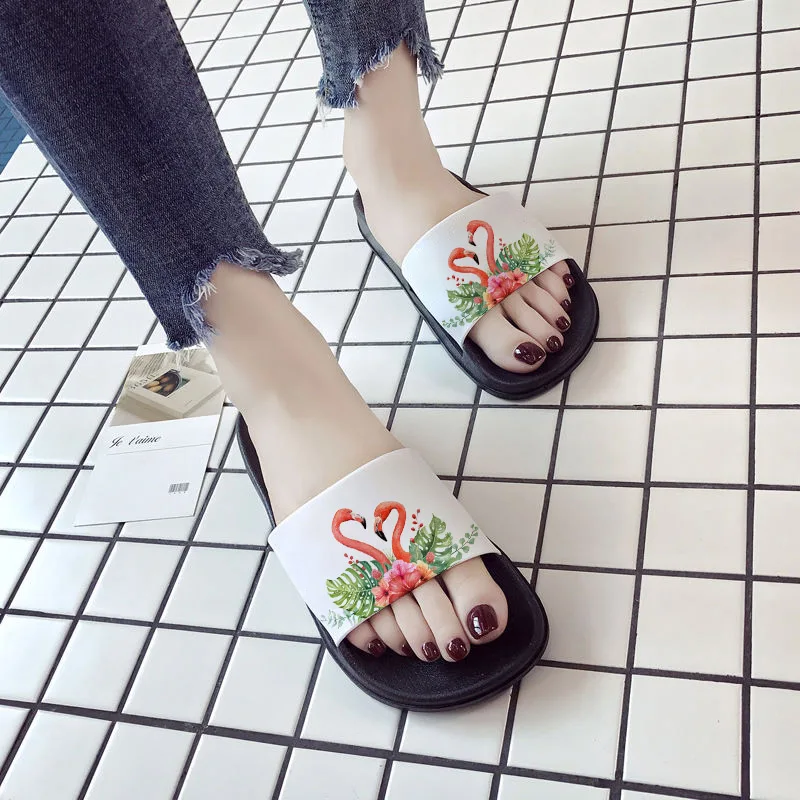 Flamingo women slippers Summer Women Slides Thick Soled Slippers Platform Sandals Woman Flip Flops Zapatillas Mujer | Обувь