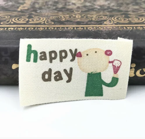 Happy-100PCS DIY 100 шт. тканевая бирка моющиеся одежда тканые ярлыки аксессуары для шитья - Цвет: Happy-100PCS