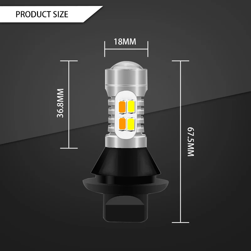2 шт. двойной Цвет 1156 BAU15S PY21W светодиодный сигнальный светильник DRL T20 7440 WY21 с Функция сигнала поворота светильник дневного светильник