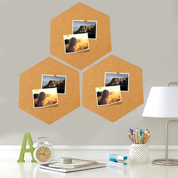 

8PCS 215x185mm Cork Board Self-adhesive Hexagonal Cork Wall Bulletin Memo Letter Message Board Photos Display Wall Decoration