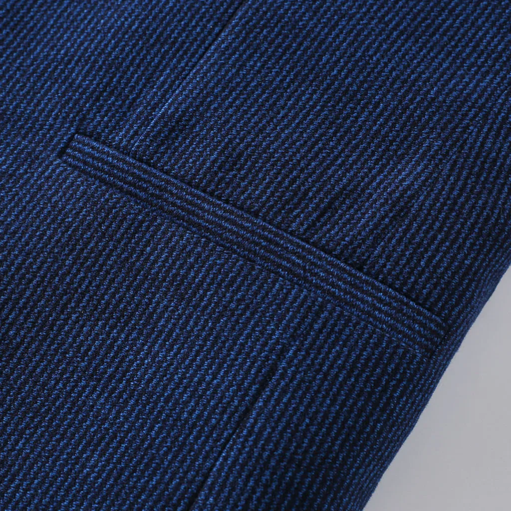 Повседневные мужские клетчатые костюмы Slim Fit Хлопок Полиэстер нагрудный костюм жениха мужские s смокинг-пиджак Свадебные/Выпускные синие костюмы пальто 8,13