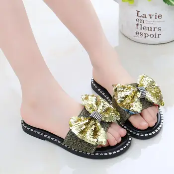 

Fashion New Summer Children Sequins Bow-knot flip flops Shoes Girls Shoes Rhinestone Princess Slipper Casual Shoes Sandals