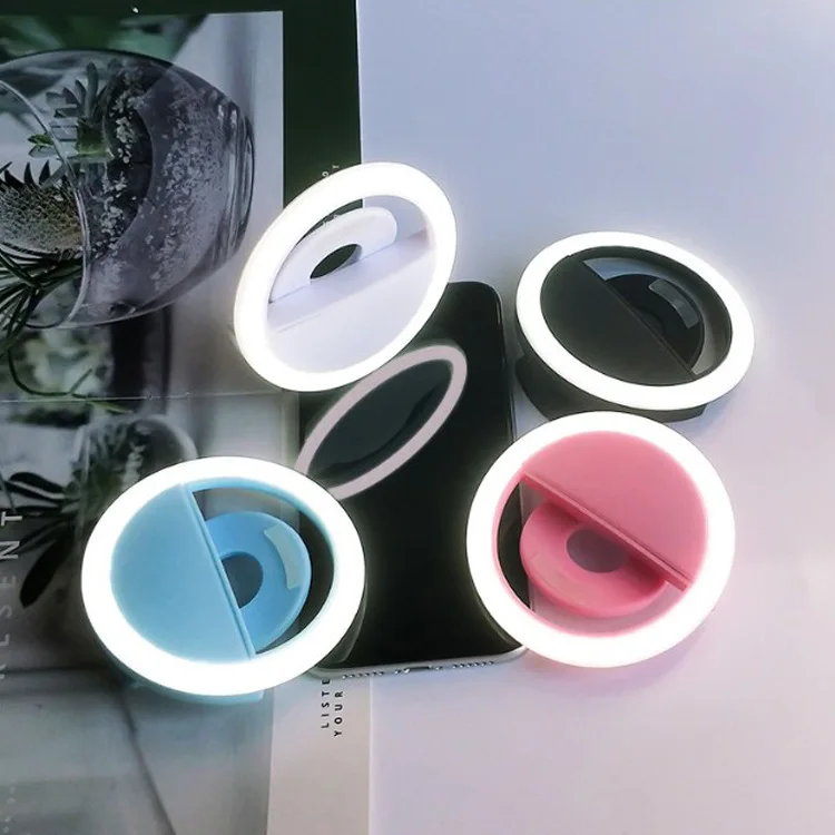 

ZK30 Mini Portable Round Makeup Mirror USB Rechargeable LED Flash Mobile Phone Filling Light Mirror Flashlight Makeup Mirror