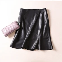 Новинка, элегантная, легкая на ощупь, рыбий хвост, бедра,, кожаная юбка, женские юбки, импортная замша